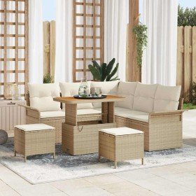 Conjunto de sofá de jardín 8 pcs Beige ratán sintético