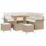 Conjunto de sofá de jardín 8 pcs Beige ratán sintético