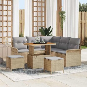 Conjunto de sofá de jardín 8 pcs Beige ratán sintético