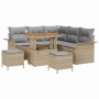 Conjunto de sofá de jardín 8 pcs Beige ratán sintético