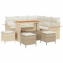 Conjunto de sofá de jardín 9 pcs Beige ratán sintético