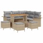 Conjunto de sofá de jardín 9 pcs Beige ratán sintético