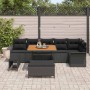Conjunto de sofá de jardín 9 pcs Negro ratán sintético