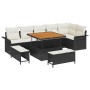 Conjunto de sofá de jardín 9 pcs Negro ratán sintético