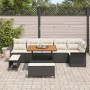 Conjunto de sofá de jardín 9 pcs Negro ratán sintético