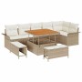 Conjunto de sofá de jardín 9 pcs Beige ratán sintético