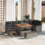 Conjunto de sofá de jardín 9 pcs Gris ratán sintético