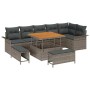 Conjunto de sofá de jardín 9 pcs Gris ratán sintético