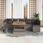 Conjunto de sofá de jardín 9 pcs Gris ratán sintético