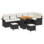 Conjunto de sofá de jardín 9 pcs Negro ratán sintético