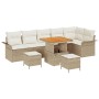 Conjunto de sofá de jardín 9 pcs Beige ratán sintético
