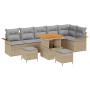 Conjunto de sofá de jardín 9 pcs Beige ratán sintético