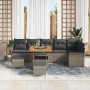 Conjunto de sofá de jardín 9 pcs Gris ratán sintético