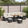 Conjunto de sofá de jardín 9 pcs Negro ratán sintético