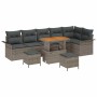 Conjunto de sofá de jardín 9 pcs Gris ratán sintético