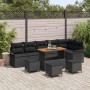 Conjunto de sofá de jardín 10 pcs Negro ratán sintético