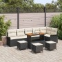 Conjunto de sofá de jardín 10 pcs Negro ratán sintético
