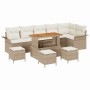 Conjunto de sofá de jardín 10 pcs Beige ratán sintético