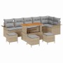 Conjunto de sofá de jardín 10 pcs Beige ratán sintético