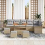 Conjunto de sofá de jardín 10 pcs Beige ratán sintético