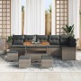 Conjunto de sofá de jardín 10 pcs Gris ratán sintético