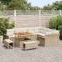 Conjunto de sofá de jardín 12 pcs Beige ratán sintético