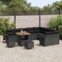 Conjunto de sofá de jardín 12 pcs Negro ratán sintético
