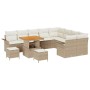 Conjunto de sofá de jardín 12 pcs Beige ratán sintético
