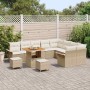 Conjunto de sofá de jardín 12 pcs Beige ratán sintético