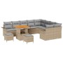 Conjunto de sofá de jardín 12 pcs Beige ratán sintético