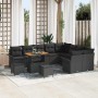 Conjunto de sofá de jardín 12 pcs Negro ratán sintético
