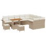 Conjunto de sofá de jardín 12 pcs Beige ratán sintético