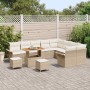 Conjunto de sofá de jardín 12 pcs Beige ratán sintético