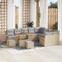 Conjunto de sofá de jardín 12 pcs Beige ratán sintético