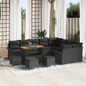 Conjunto de sofá de jardín 13 pcs Negro ratán sintético Conjunto de sofá de jardín 13 pcs Negro ratán sintético