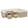 Conjunto de sofá de jardín 13 pcs Beige ratán sintético