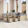 Conjunto de sofá de jardín 13 pcs Beige ratán sintético