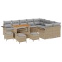 Conjunto de sofá de jardín 13 pcs Beige ratán sintético