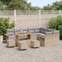 Conjunto de sofá de jardín 13 pcs Beige ratán sintético