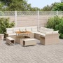 Conjunto de sofá de jardín 13 pcs Beige ratán sintético