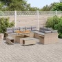 Conjunto de sofá de jardín 13 pcs Beige ratán sintético