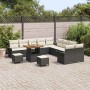 Conjunto de sofá de jardín 13 pcs Negro ratán sintético