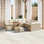 Conjunto de sofá de jardín 13 pcs Beige ratán sintético