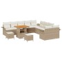Conjunto de sofá de jardín 13 pcs Beige ratán sintético