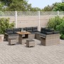 Conjunto de sofá de jardín 13 pcs Gris ratán sintético