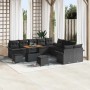 Conjunto de sofá de jardín 13 pcs Negro ratán sintético