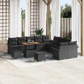 Conjunto de sofá de jardín 13 pcs Negro ratán sintético Conjunto de sofá de jardín 13 pcs Negro ratán sintético