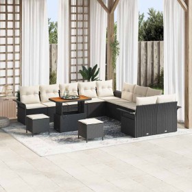 Conjunto de sofá de jardín 13 pcs Negro ratán sintético