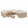 Conjunto de sofá de jardín 13 pcs Beige ratán sintético
