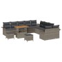 Conjunto de sofá de jardín 13 pcs Gris ratán sintético